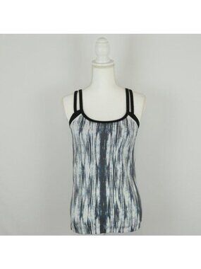 Athleta Double Up Women's Small Black & White Tie Dye Athletic Support Tank Top